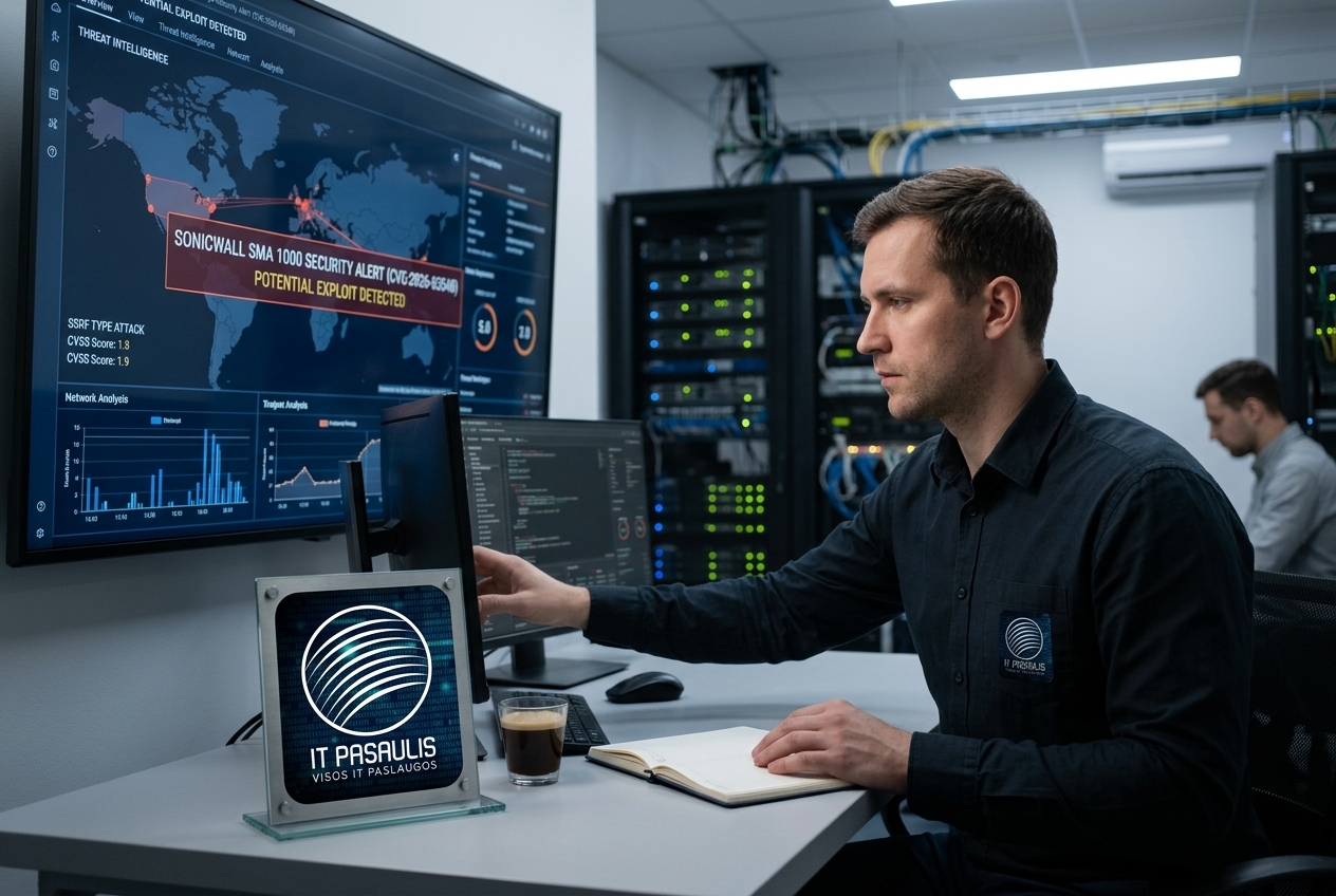 Aktyviai išnaudojamos „SonicWall SMA 1000“ spragos: organizacijoms svarbu nedelsti su atnaujinimu